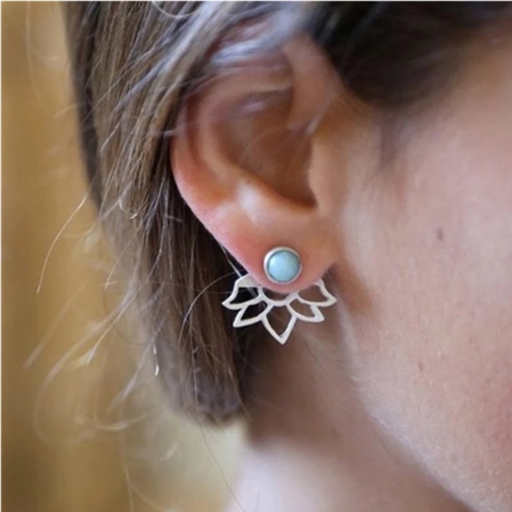 NEW💙💎LOTUS BEHIND LOBE JACKET!💎💙TURQUOISE BLUE - Picture 1 of 10